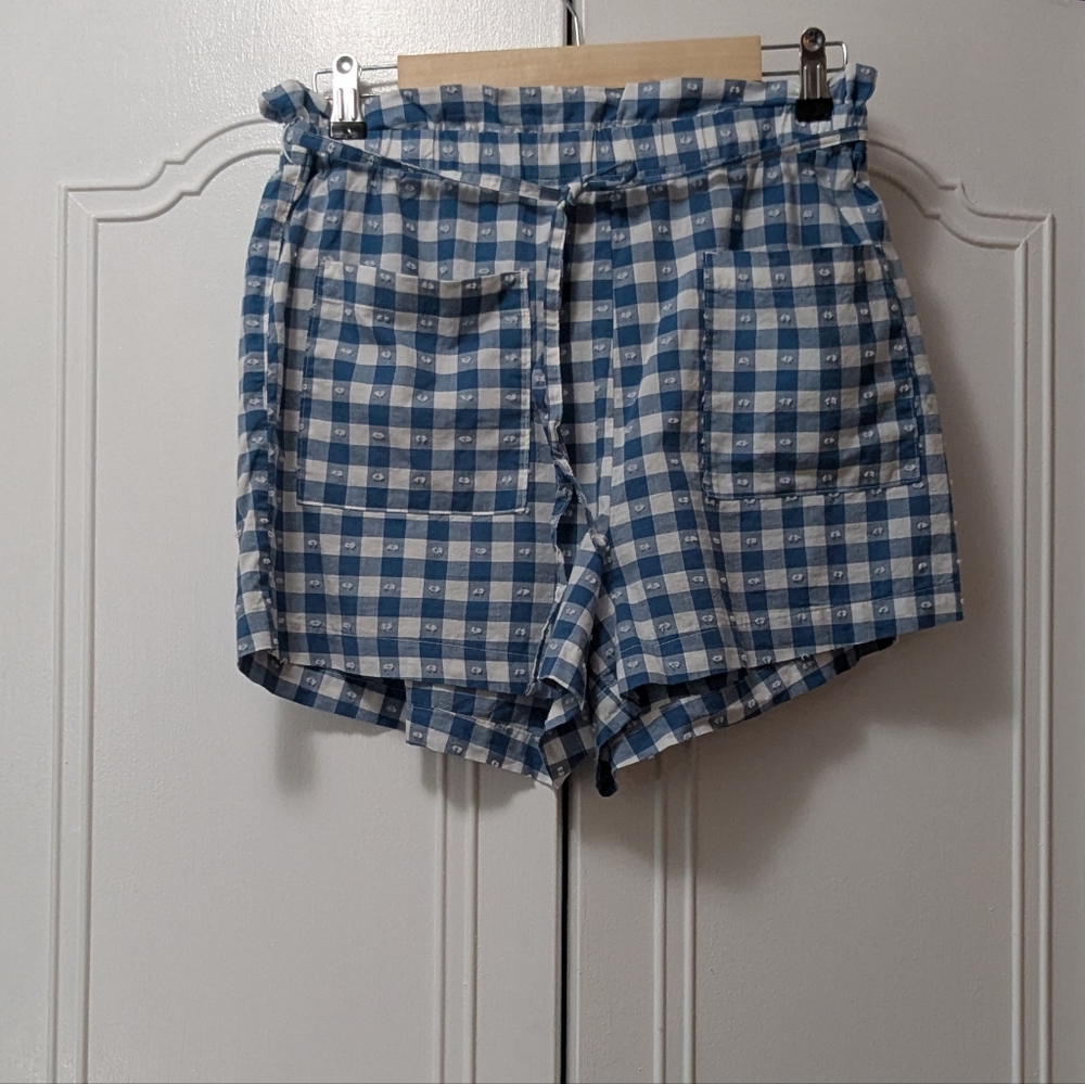 LC Lauren Conrad Women's Blue Checkered Women's Cargo Shorts Size M
